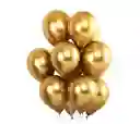 Globos Bombas Látex Cromados Espejo R12 X10 Unidades Dorado