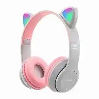 Audífonos Bluetooth P47 Orejas Gato Led Inalámbricos