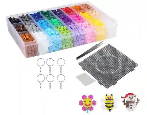 Estuche Hama Beads 18 Colores +tabla Pinza Papel Perler Midi Piedras