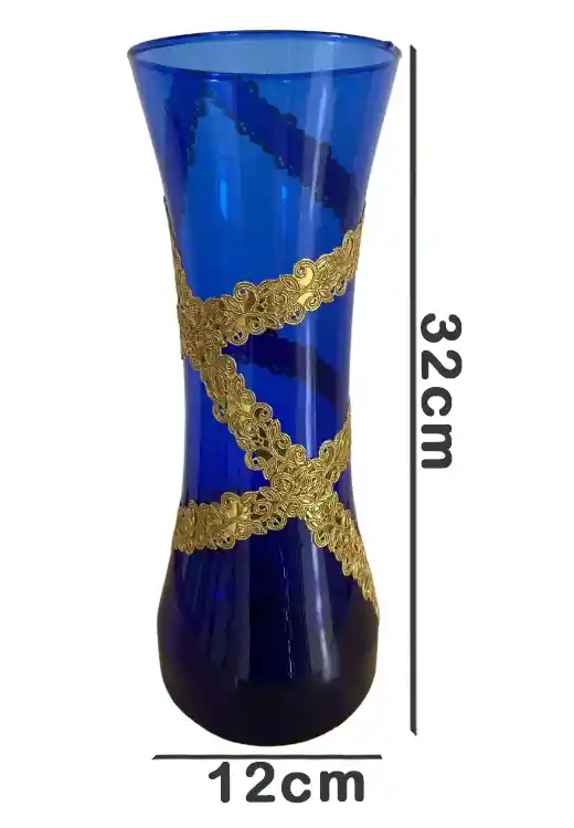 Florero Jarrón De Vidrio Azul (inca)