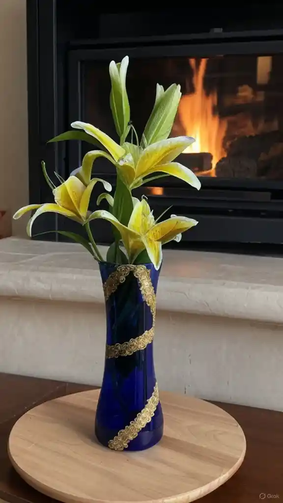 Florero Jarrón De Vidrio Azul (inca)