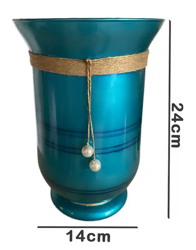 Florero Jarrón De Cristal Color Azul (italia)