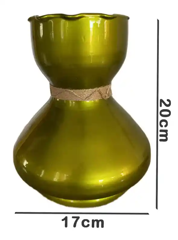 Florero Jarrón De Cristal Color Verde Metalizado (i̇stanbul)