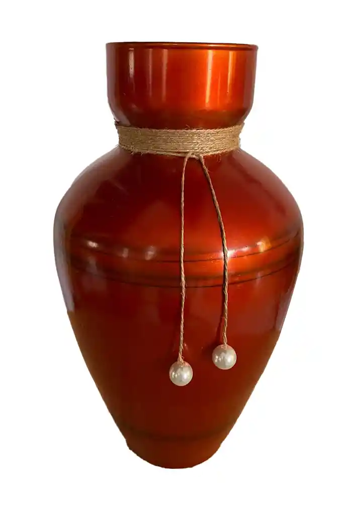 Florero Jarrón De Cristal Color Naranja (toulon)
