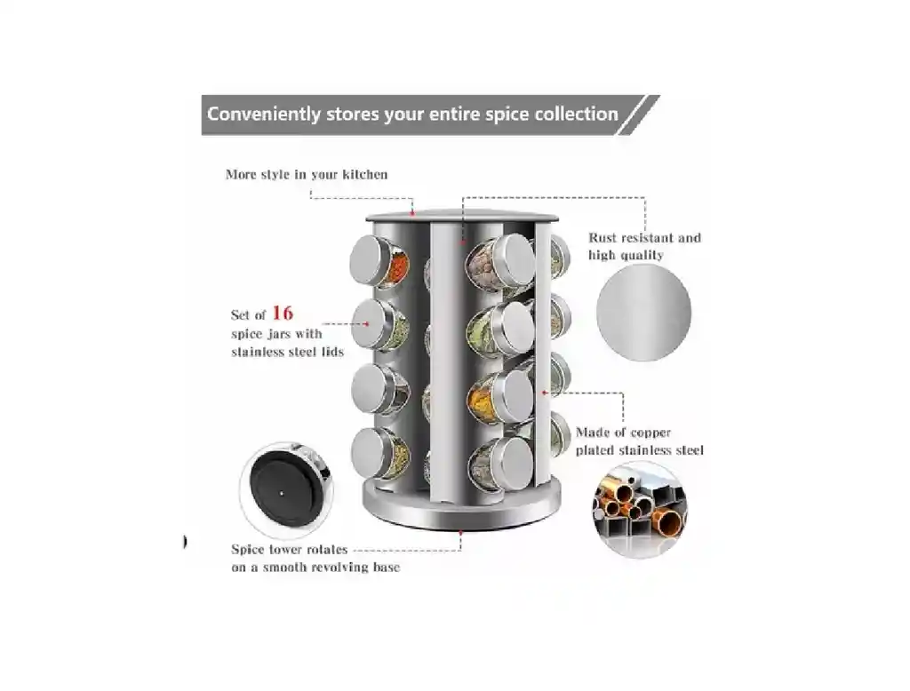 Especiero Cocina Casatua 16 Condimentos Giratorio Vidrio