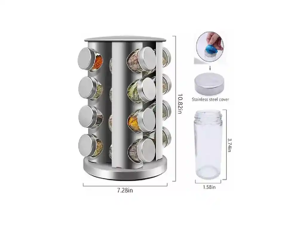 Especiero Cocina Casatua 16 Condimentos Giratorio Vidrio