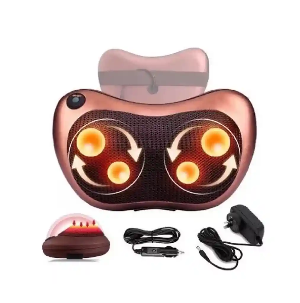 Masajeador Cervical Cuello Lumbar Almohada Pies 220v P/auto Color Marron (cobre)