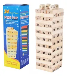 Juego Torre Desafio Mad 19x7x7cm 54pz Tipo Jenga Con Dados