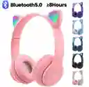 Audífonos Bluetooth P47 Orejas Gato Led Inalámbricos
