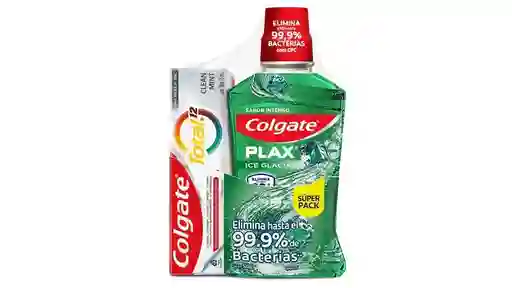 Enjuague Bucal Colgate Plax Ice Glacial X 500ml + Crema Dental Colgate Total 12 Clean Mint