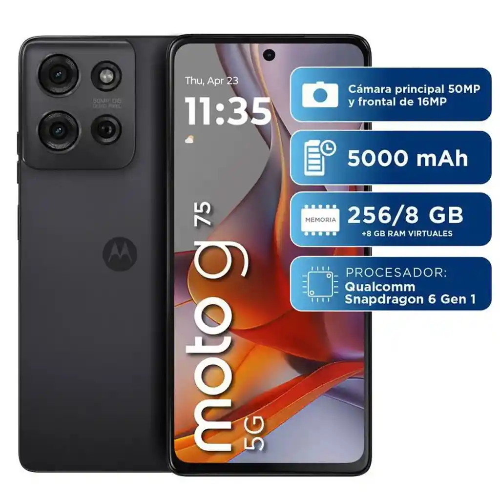 Celular Motorola Moto G75 5g Dual Sim 256gb /8gb, 6.78'', Gris