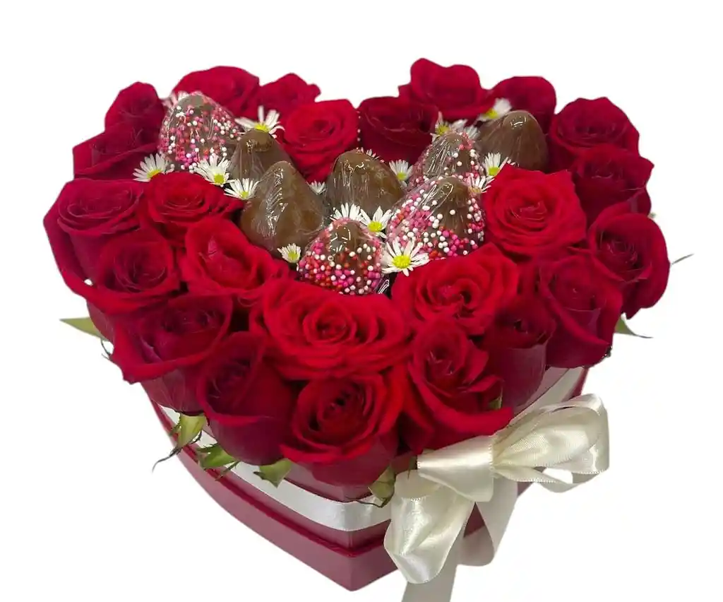 Rosas Rojas Con Fresas Chocolatadas