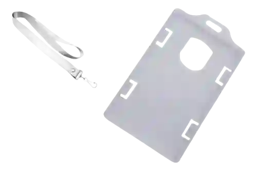 Escarapela Porta Carnet Vertical Con Cinta Reata X 50 Und Transparente