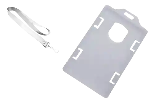 Escarapela Porta Carnet Vertical Con Cinta Reata X 50 Und Transparente