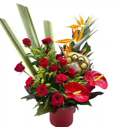 Rosas Y Anturios En Cilindro