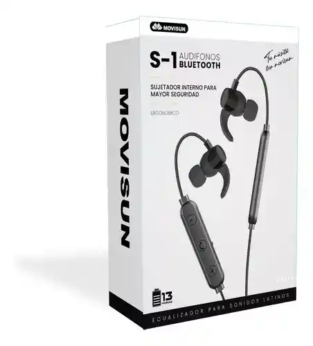 Audífonos Bluetooth Movisun S-1 Sujetador Interno Ergonómico Color Negro