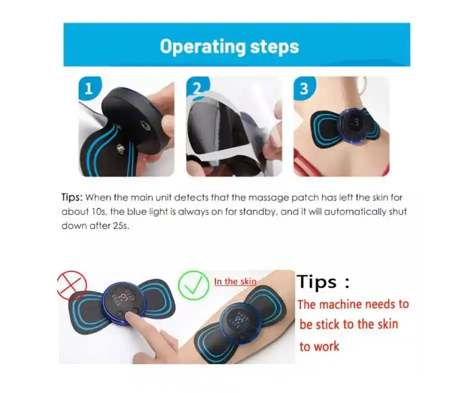 Masajeador Ems Smart Mini Parche Estimulador Con 2 Electrodos