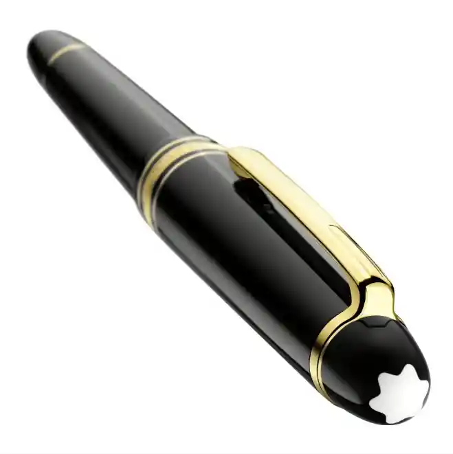 Bolígrafo Pluma Negra De Lujo Acero Inoxidable Accesorio Escritorio Borde Dorado Montblanc Genérico