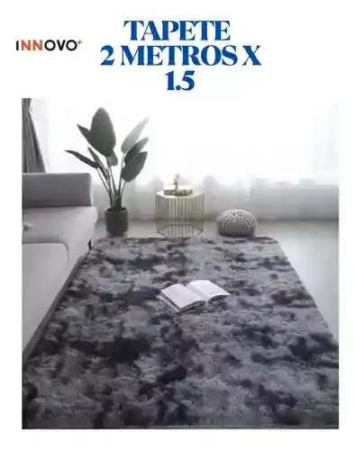Tapete Antideslizante Peluda 1.5 X 2 Metros Decorativo Negro Mix Bicolor Innovo