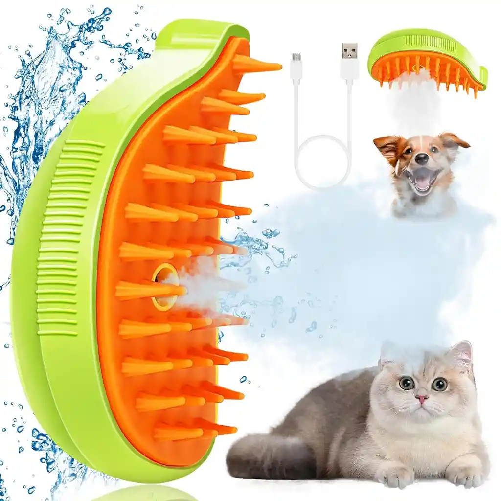 Cepillo De Vapor Para Mascotas Masaje Peine Perro Gatos Usb