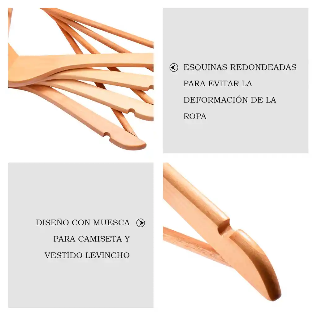 Ganchos De Madera Para Colgar Ropa X 12 Unidades