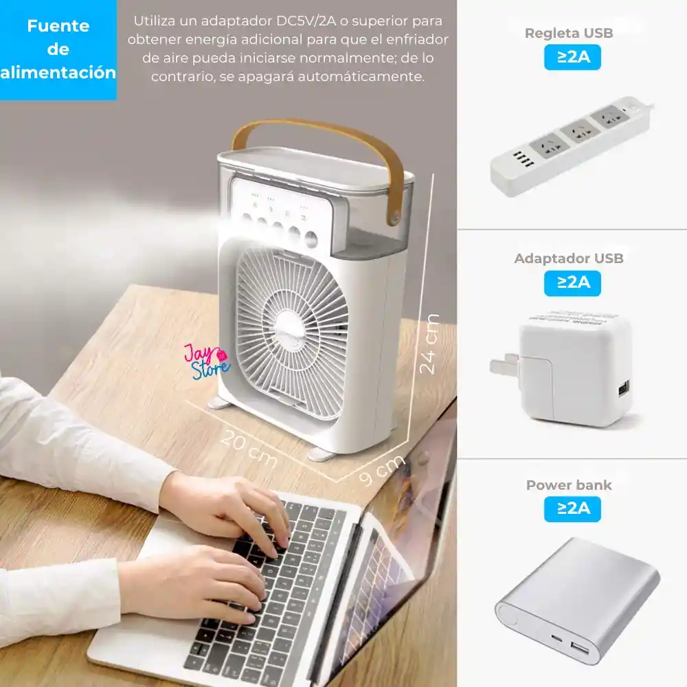 Ventilador Enfriador Humidificador Led Aire Acondicionado