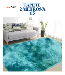 Tapete Alfombra Antideslizante Peluda 1.5 X 2 Metros Decorativo Verde Jaspeado