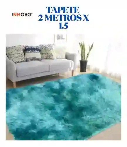 Tapete Alfombra Antideslizante Peluda 1.5 X 2 Metros Decorativo Verde Jaspeado