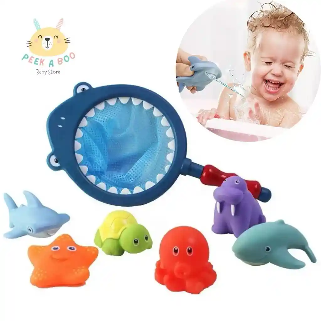 Juguetes Para Baño De Niños Con Animalitos Y Una Red Nuevo