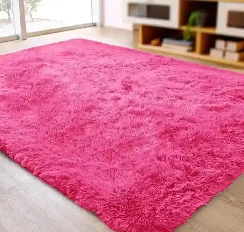 Tapete Antideslizante Peluda 1.5 X 2 Metros Decorativo Rosado Intenso Innovo