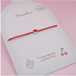 Pulsera Mostacilla 4 Corazones Rojo