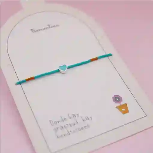 Pulsera Mostacilla 4 Corazones Turquesa