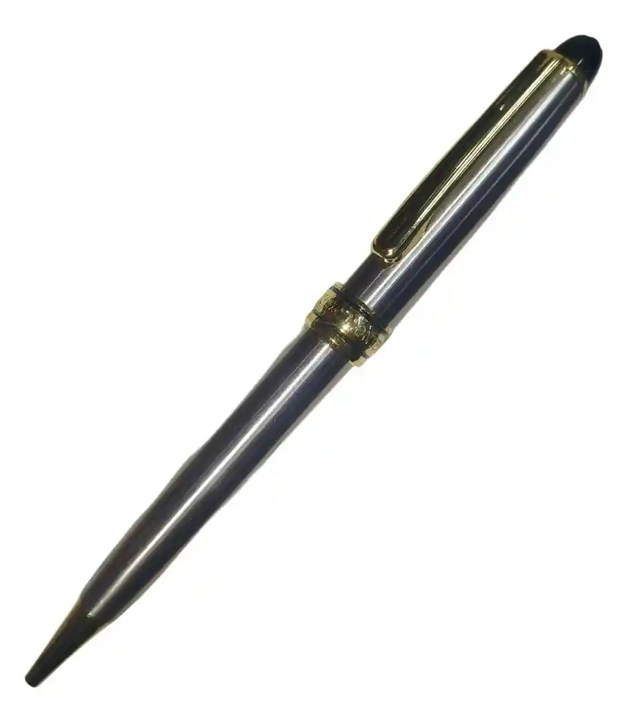 Bolígrafo Pluma Plateada De Lujo Acero Inoxidable Accesorio Escritorio Borde Dorado Montblanc Genérico