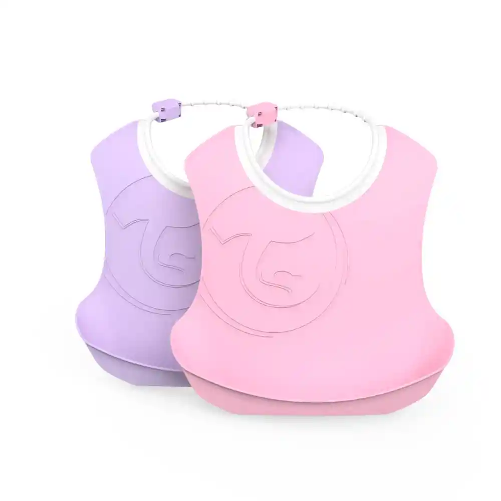 Babero 2x Bib 4+m Pastel Pink Purple