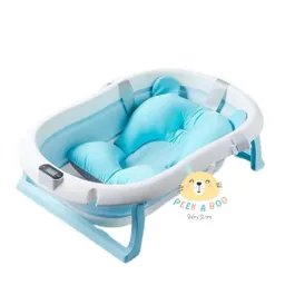 Bañera Plegable Para Bebé + Termometro + Cojín Nuevo Azul