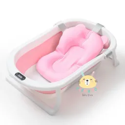 Bañera Plegable Para Bebé + Termometro + Cojín Nuevo Rosa