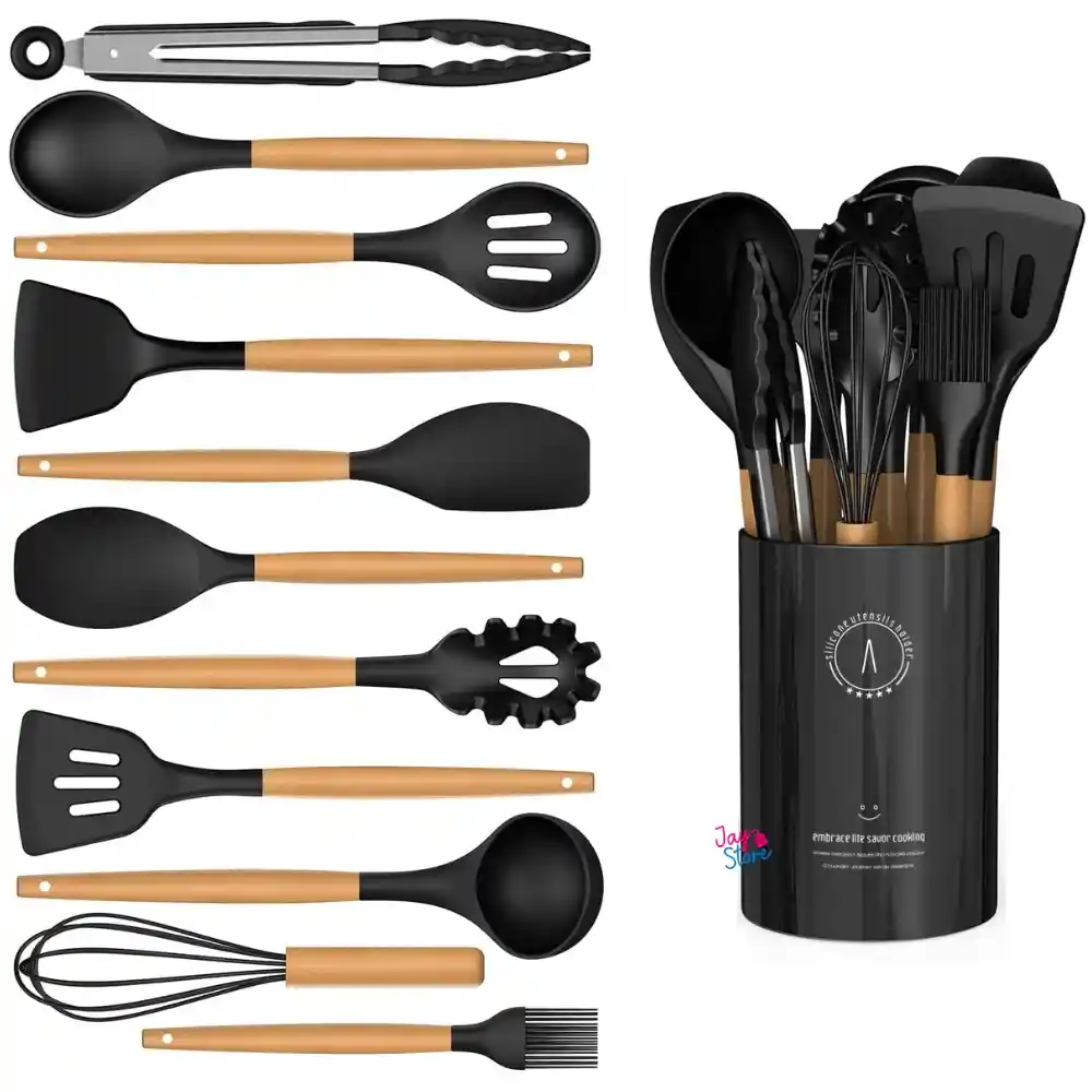 Set 12 Utensilios Para Cocina Silicona Resistentes Al Calor