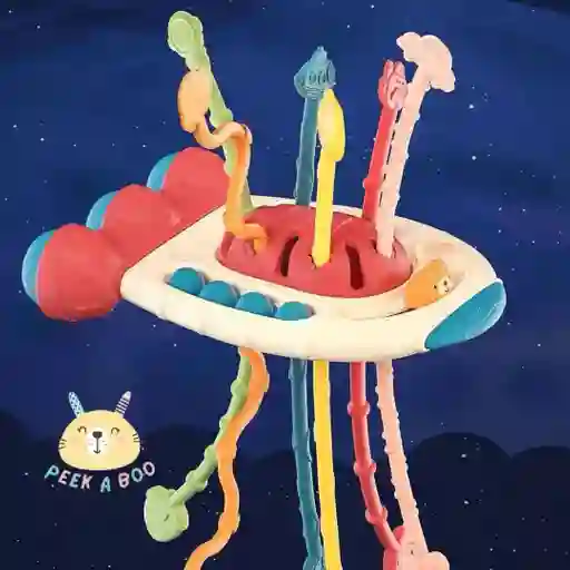 Juguete Cohete Sensorial Montessori Para Bebés Rojo