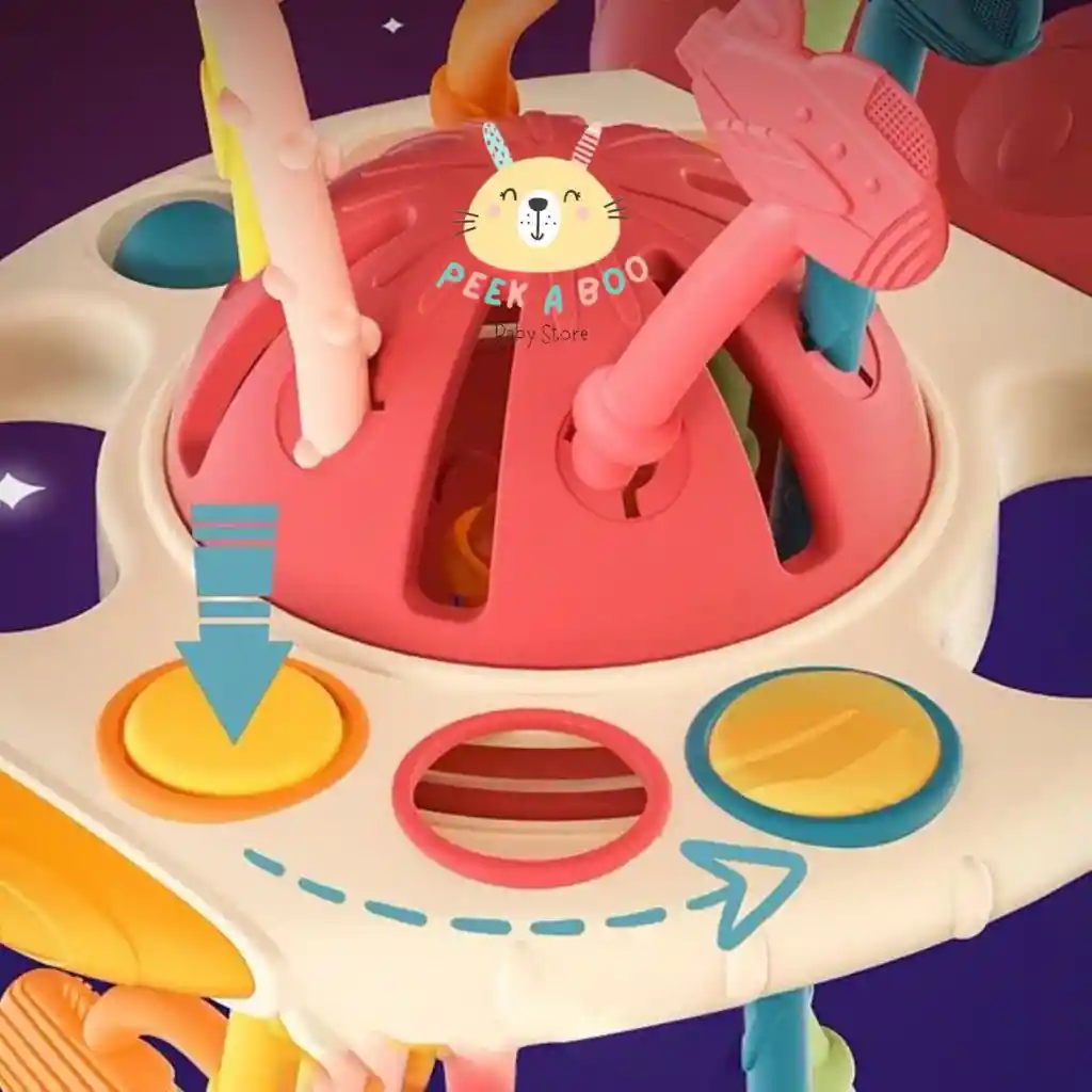 Juguete Cohete Sensorial Montessori Para Bebés Rojo