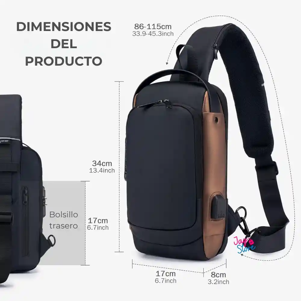 Bolso De Seguridad Canguro Antirrobo Carga Usb Impermeable