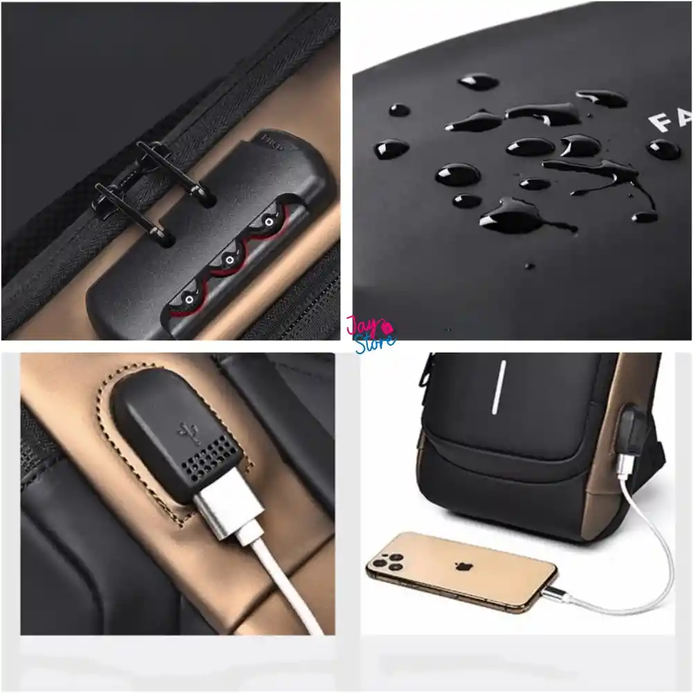 Bolso De Seguridad Canguro Antirrobo Carga Usb Impermeable