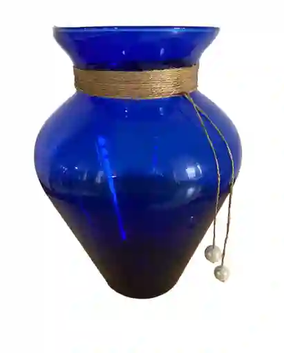 Florero Jarrón De Vidrio Azul (azteca)