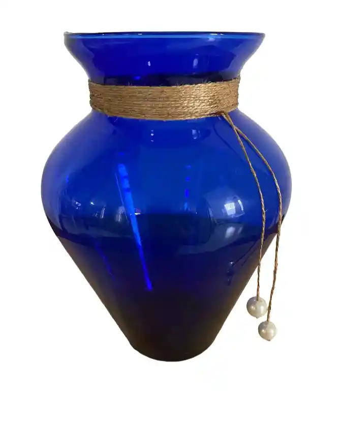 Florero Jarrón De Vidrio Azul (azteca)