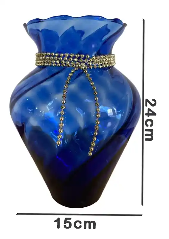 Florero Jarrón De Vidrio Azul (roma)