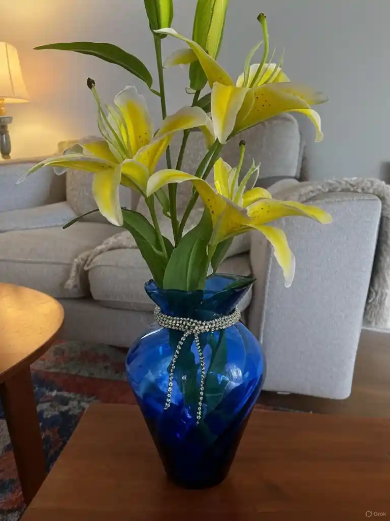 Florero Jarrón De Vidrio Azul (roma)