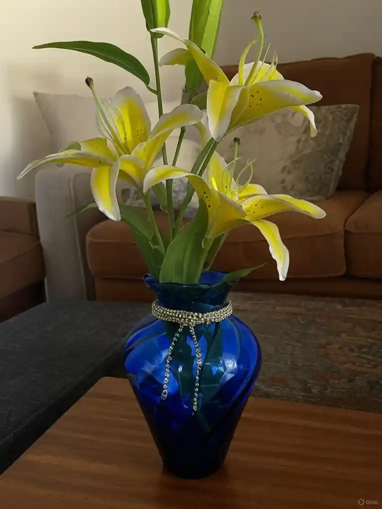 Florero Jarrón De Vidrio Azul (roma)