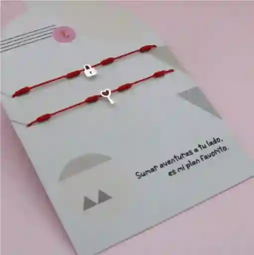 Pulseras Hilo Rojo Candado Y Llave En Plata