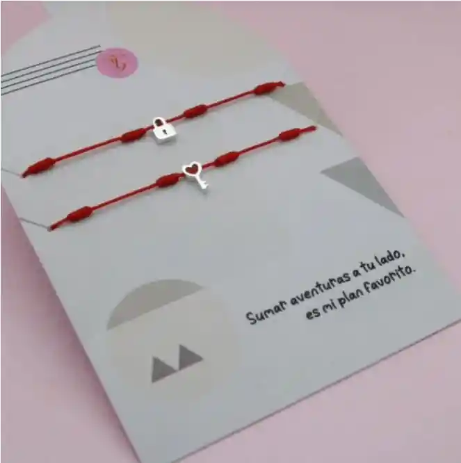Pulseras Hilo Rojo Candado Y Llave En Plata