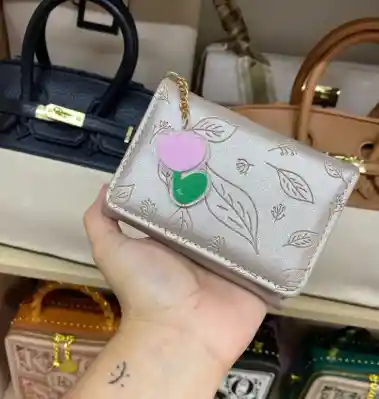 Billetera Estampado De Hoja Dorado Oscuro