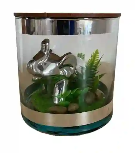 Adorno Elefante Decorativo En Vaso De Cristal 2
